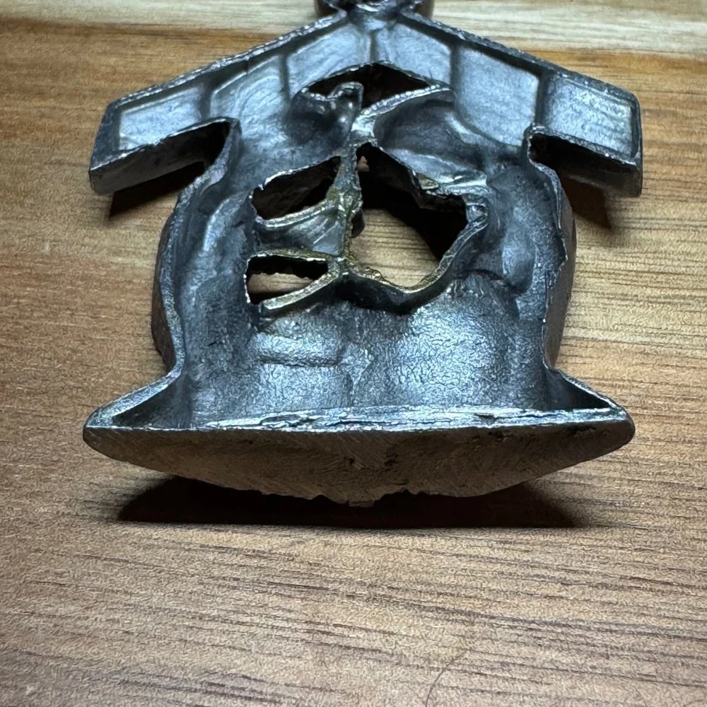 Vtg Pewter Nativity Scene Pendant Holy Family Christmas Religious Charm Silver